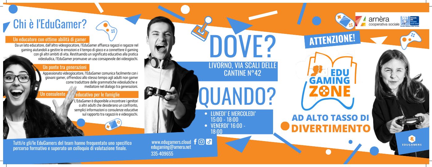 Volantino della EduGaming Zone di Livorno