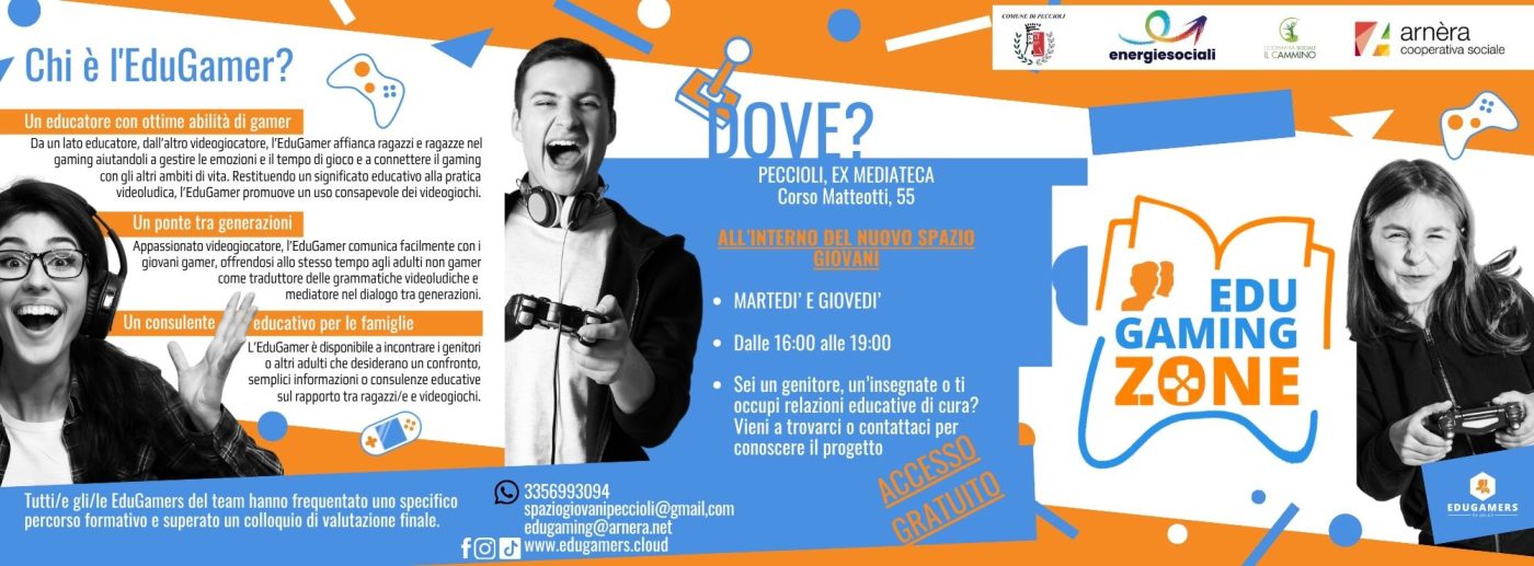 Volantino della EduGaming Zone di Peccioli